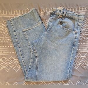 We The Free Risk Taker Midrise Raw Hem Straight Leg Jeans Size 28